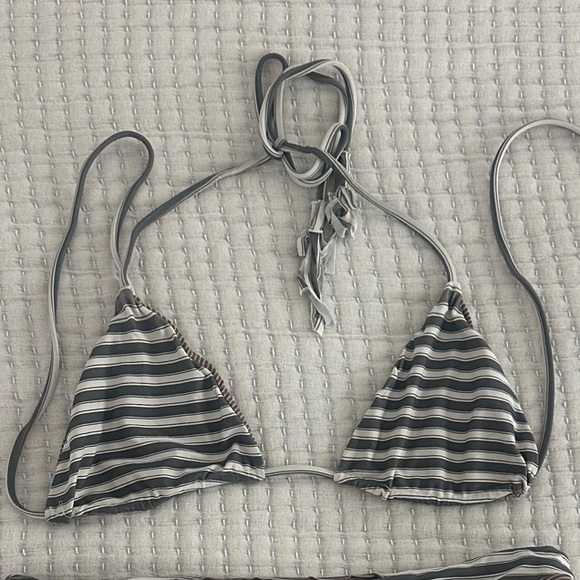 acacia swimwear Other - Acacia Striped Triangle Bikini Top in Gray and White
